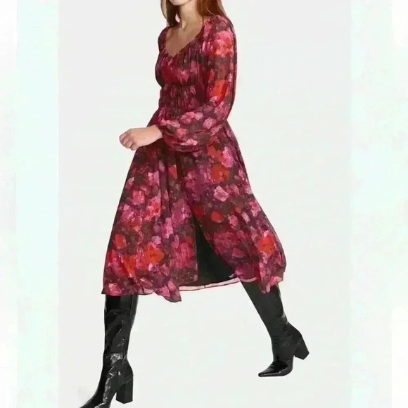 Steve Madden Dress Women's Small Fit & Flare Laine Chiffon Floral Print - Picture 11 of 15